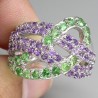 Zilveren edelsteen ring Tsavoriet en Amethist maat 17.3 mm