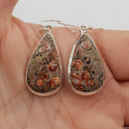 925 Sterling zilveren oorbellen met Luipaard Jaspis