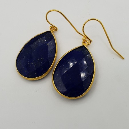 Vergulde oorbellen met Lapis Lazuli
