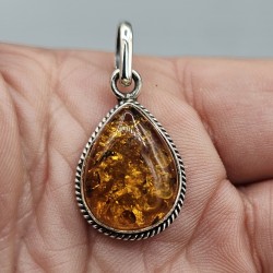 925 Sterling zilveren hanger met druppelvormige Amber
