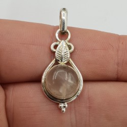 925 Sterling zilveren hanger ronde Rozenkwarts