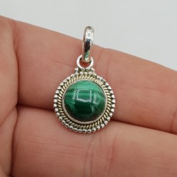 925 Sterling zilveren hanger met ronde Malachiet