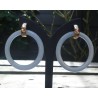 Vergulde creolen met licht blauwe Jade ringen