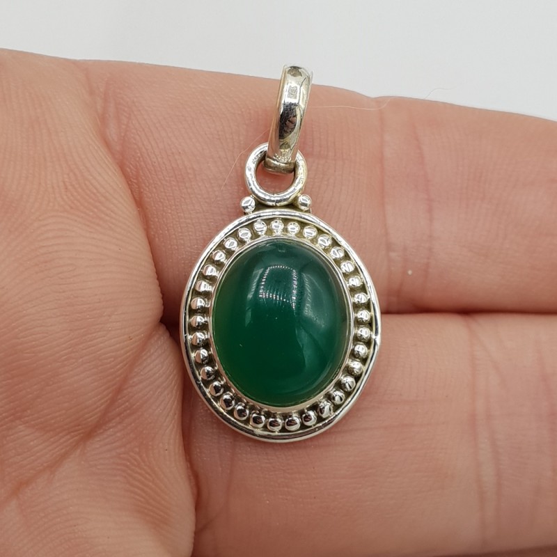 925 Sterling zilveren hanger met ovale groene Onyx