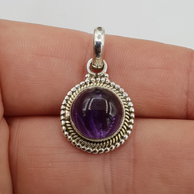 925 Sterling zilveren hanger met ronde Amethist