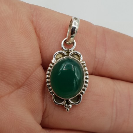 925 Sterling zilveren hanger ovale groene Onyx