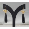 Vergulde oorbellen met smalle zwarte Onyx briolet