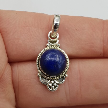 925 Sterling zilveren hanger gezet met ronde Lapis Lazuli