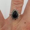 925 Sterling zilveren ring druppelvormige zwarte Onyx 16.5 mm