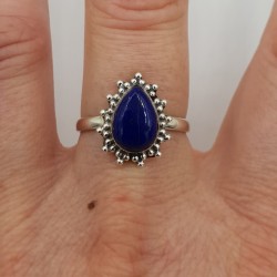 925 Sterling zilveren ring druppelvormige Lapis Lazuli 17 mm