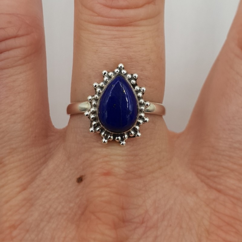 925 Sterling zilveren ring druppelvormige Lapis Lazuli 17 mm