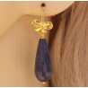 Vergulde oorbellen met blauwe Jade briolet