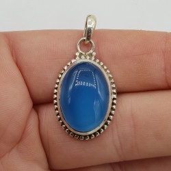 925 Sterling zilveren hanger met blauw Chalcedoon