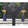 Vergulde oorbellen met blauwe Jade briolet