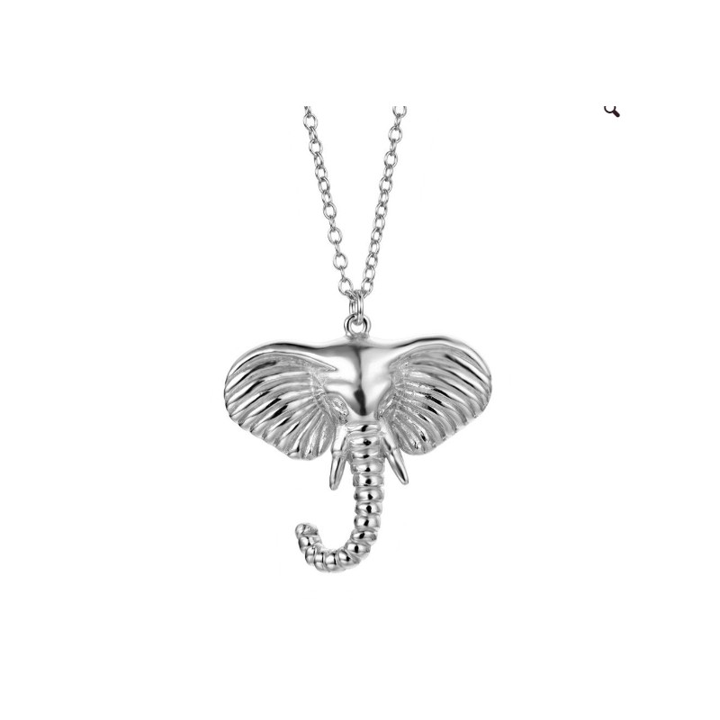 Zilveren ketting met olifantenkop hanger