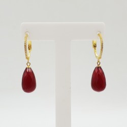 Vergulde creolen met Granaat quartz