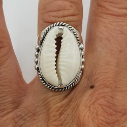 925 Sterling zilveren ring met Cowrie schelp 18.5