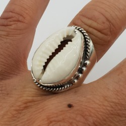 925 Sterling zilveren ring met Cowrie schelp 18.5