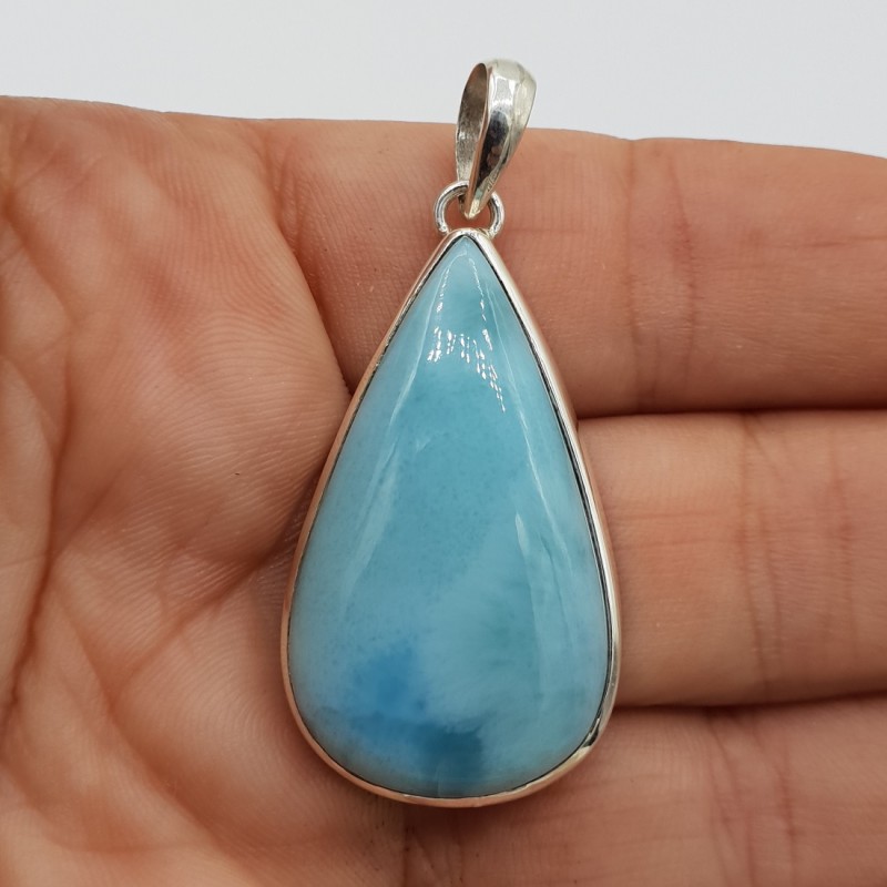 925 Sterling zilveren hanger met grote druppelvormige Larimar