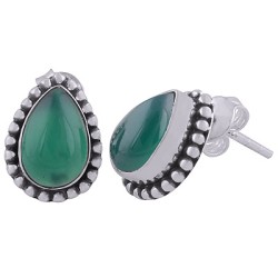 925 Sterling zilveren oorknoppen groene Onyx