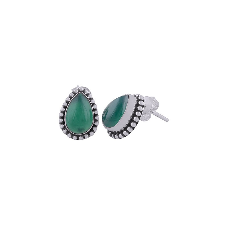 925 Sterling zilveren oorknoppen groene Onyx