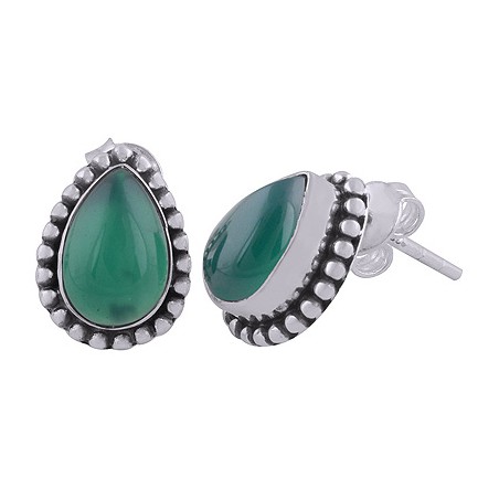 925 Sterling zilveren oorknoppen groene Onyx