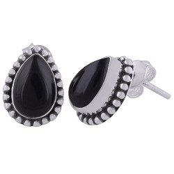 925 Sterling zilveren oorknoppen zwarte Onyx