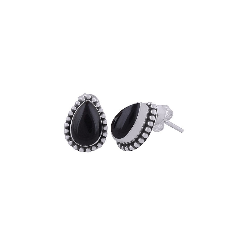 925 Sterling zilveren oorknoppen zwarte Onyx