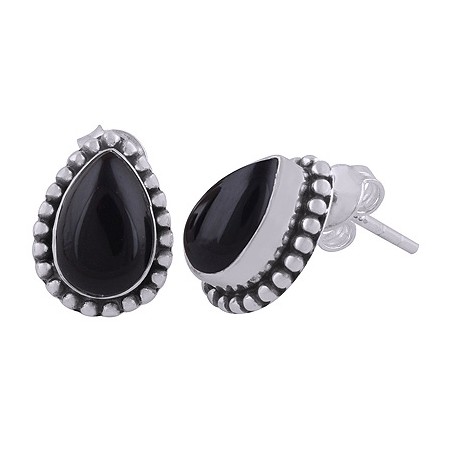 925 Sterling zilveren oorknoppen zwarte Onyx