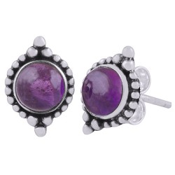 925 Sterling zilveren oorknoppen gezet met Amethist