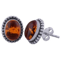 925 Sterling zilveren oorknoppen ovale Amber