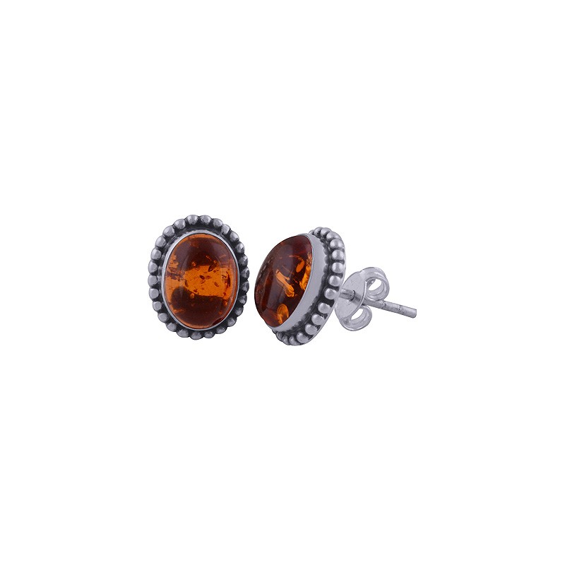 925 Sterling zilveren oorknoppen ovale Amber