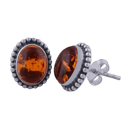925 Sterling zilveren oorknoppen ovale Amber