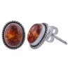 925 Sterling zilveren oorknoppen met ovale Amber