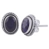 925 Sterling zilveren oorknoppen met ovale Saffier