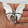 Zilveren vlinder hanger brooch gezet met Parelmoer