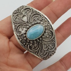 925 Sterling zilveren bangle met ovale Larimar