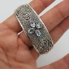 925 Sterling zilveren bangle met blauw Topazen
