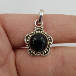 925 Sterling zilveren hanger ronde zwarte Onyx