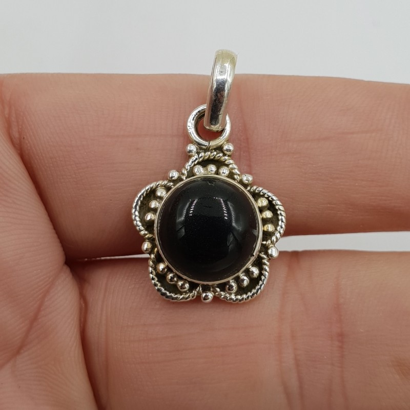 925 Sterling zilveren hanger ronde zwarte Onyx