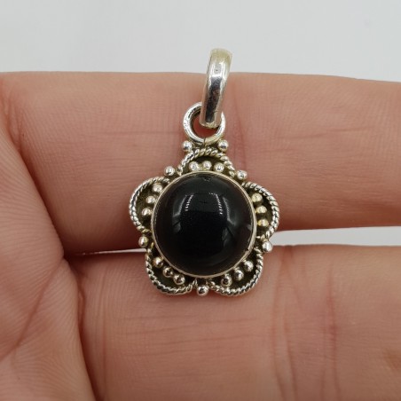 925 Sterling zilveren hanger ronde zwarte Onyx