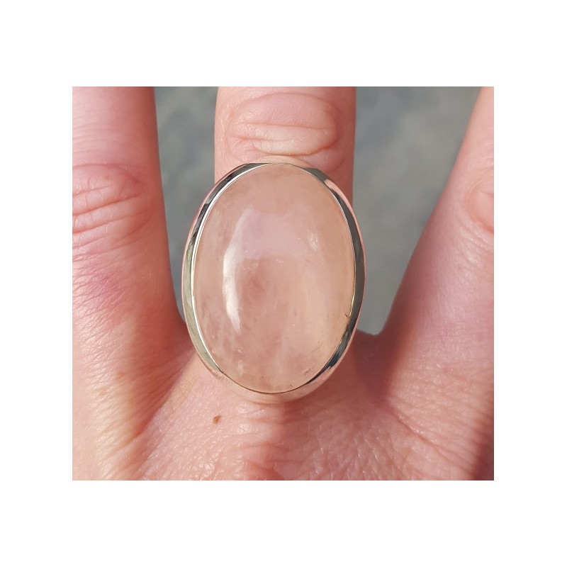 Zilveren ring gezet met cabochon Rozenkwarts 19.7 mm