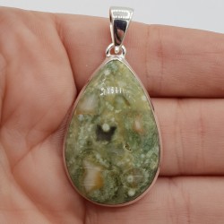 925 Sterling zilveren hanger druppelvormige regenwoud Jaspis