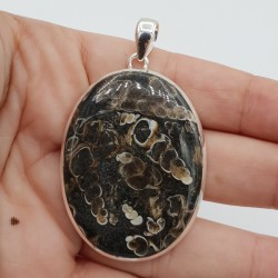 925 Sterling zilveren hanger ovale Turitella Agaat