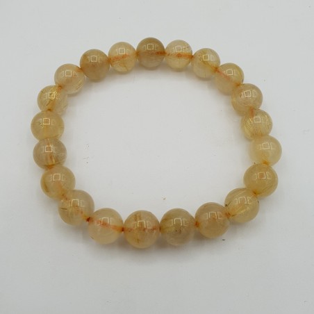 Stretch armband met gouden Rutielkwarts