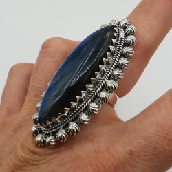 925 Sterling zilveren ring gezet met marquise Labradoriet verstelbaar