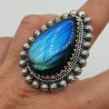 925 Sterling zilveren ring met druppelvormige Labradoriet verstelbaar
