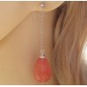Zilveren oorbellen met grote Cherry quartz briolet