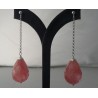 Zilveren oorbellen met grote Cherry quartz briolet