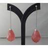 Zilveren oorbellen met grote Cherry quartz briolet